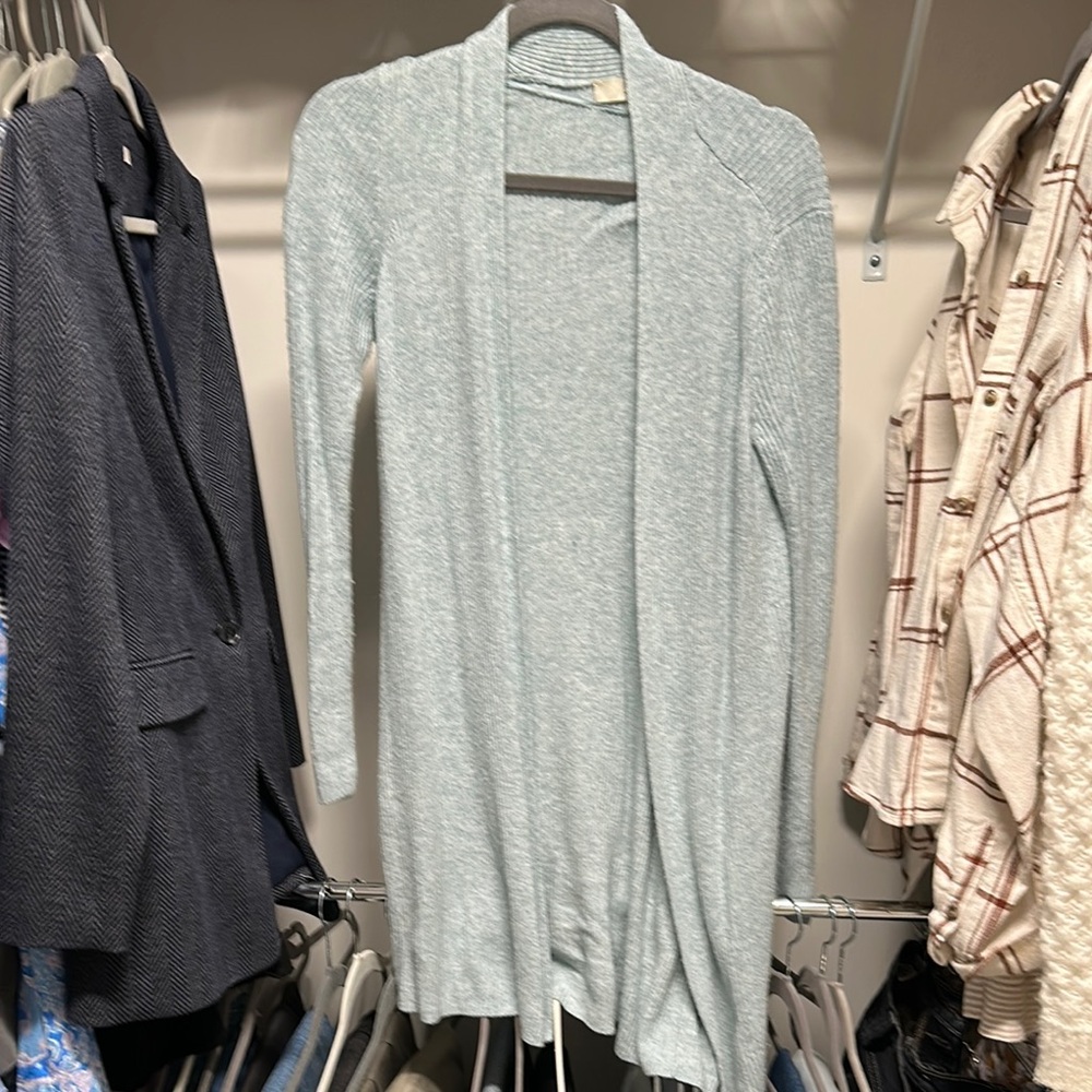 LOFT Blue Cardigan Sweater Lightweight Knit
